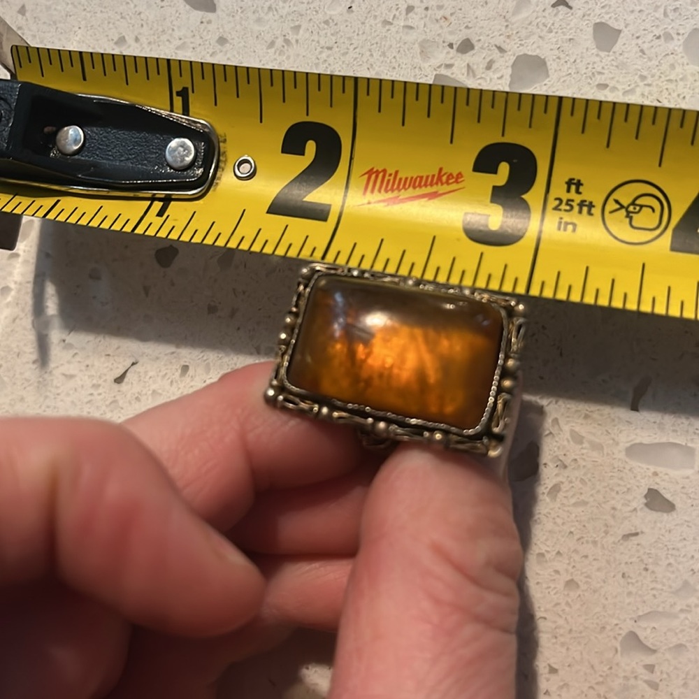 Amber Silver Ring - image 4